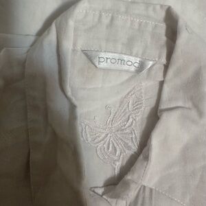 Promod Ivory Blouse with Butterfly Embroidery